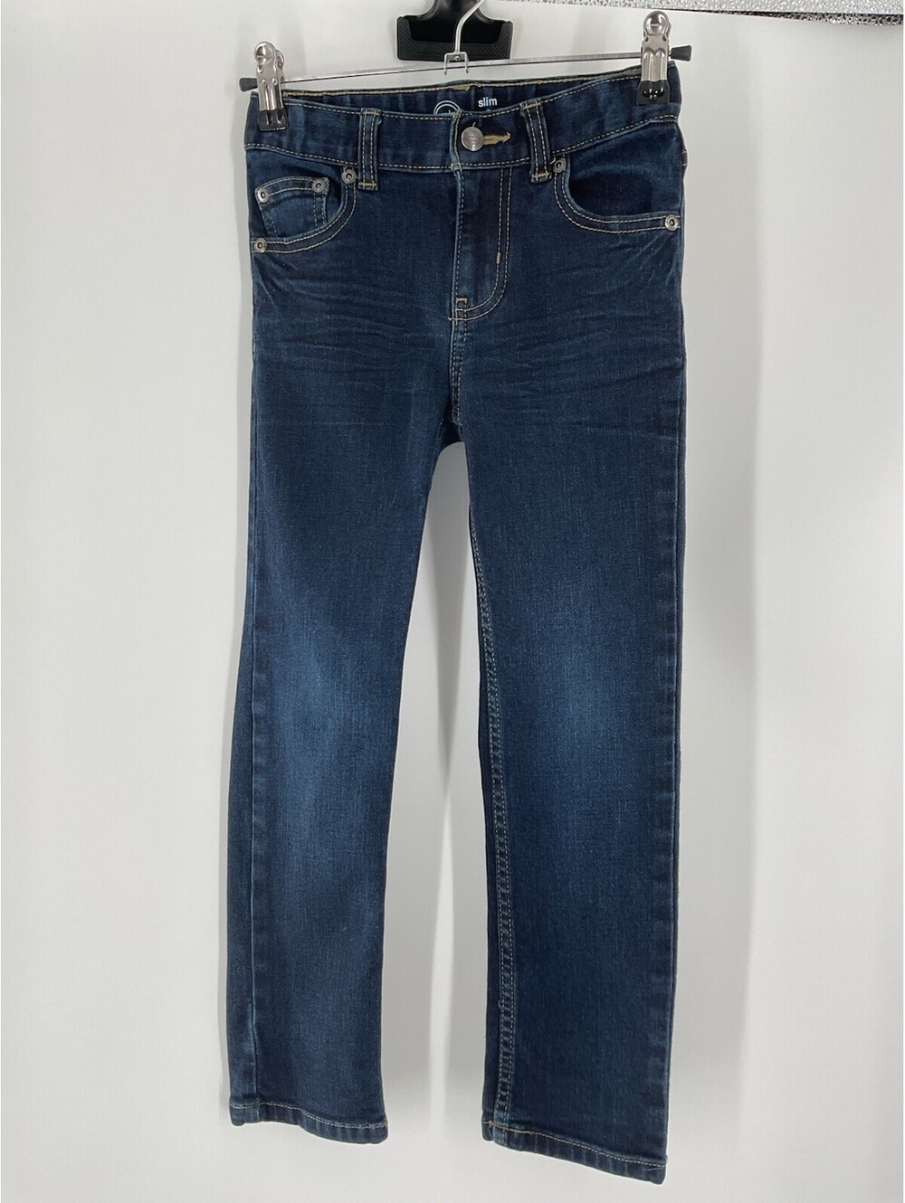 Wonder Nation Girls Size Slim Seven Dark Blue Jeans Adjustable Waist 117